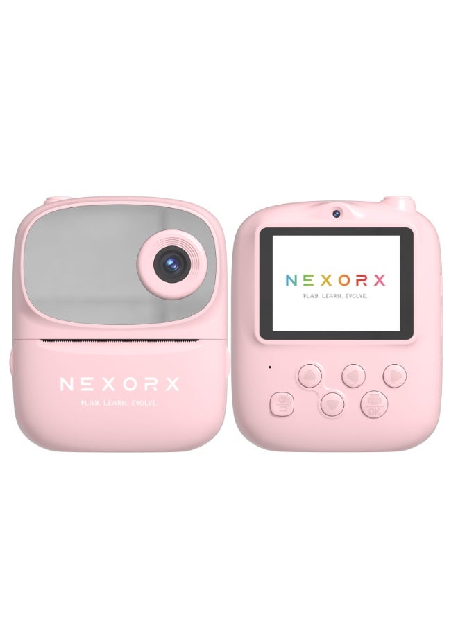 NEXORX Kids Camera with Instant Print – Dual HD Lens, 2.4" IPS Screen, 500x Thermal Printing, 1080P Video, Fun Filters & Frames, Built-in Games, MP3, 800mAh Rechargeable Battery, Includes 57mm Ink-Free Print Rolls Pink - Image 1