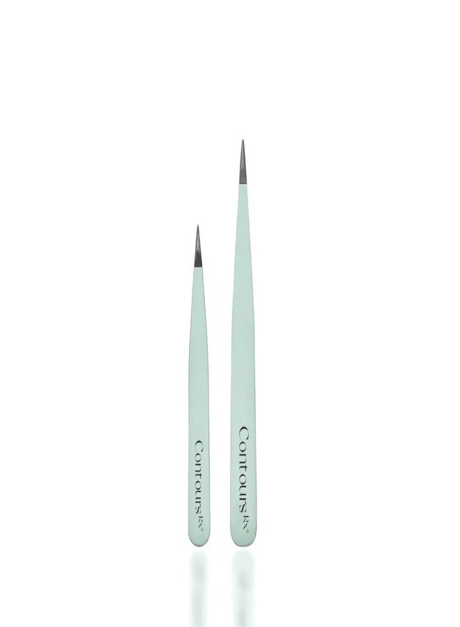 Contours Rx Precision Tweezers - Needle Nose Stainless Steel Tweezer for Lids by Design Placement, Eyebrow Grooming & Lash Application - TSA-Approved, 3" 4" Combo Pack - Image 1
