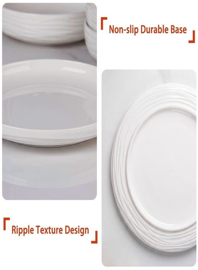 CHILDIKE White Dinner Plates Set of 6, 10 Inch Porcelain Ribbed Texture Salad Plates, Kitchen Serving Dishes for Pizza, Steak, Microwave & Dishwasher Safe, Scratch Resistant - Image 3