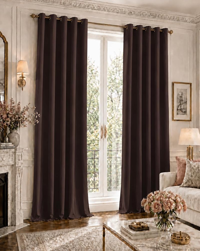 Amali Blackout curtains for living room Decor or bedroom window noise reduction and light blocking with 16 Grommets in 2 panels long 274cm and 127cm - Image 1