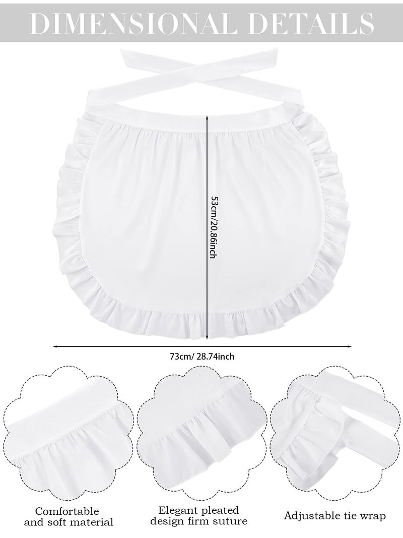 Newcotte 2 Pieces Women Colonial Costume Accessory Set Include White Mob Cap Bonnet Cotton Half Apron for Maid Girl Cosplay (Cute) - Image 3