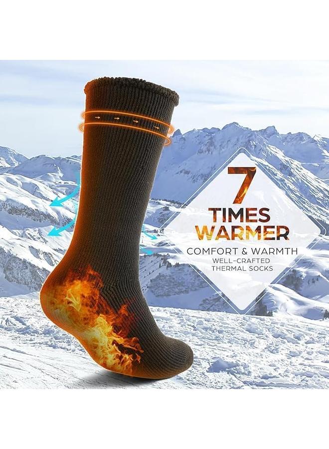 Warm Thermal Socks for Men Women 5 Pairs, Brushed Interior Warm Winter Thick Heavy Insulated Crew Sock Heated Socks For Cold Weather Outdoor Activities - Image 4