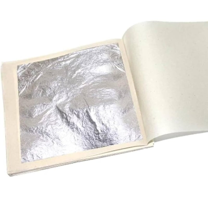 one-stop-shop Silver Leaf Chandi waraq Foils, 15 Sheets, 15.2 x 10.2 cm, for Sweets and Cake Decoration - Image 1