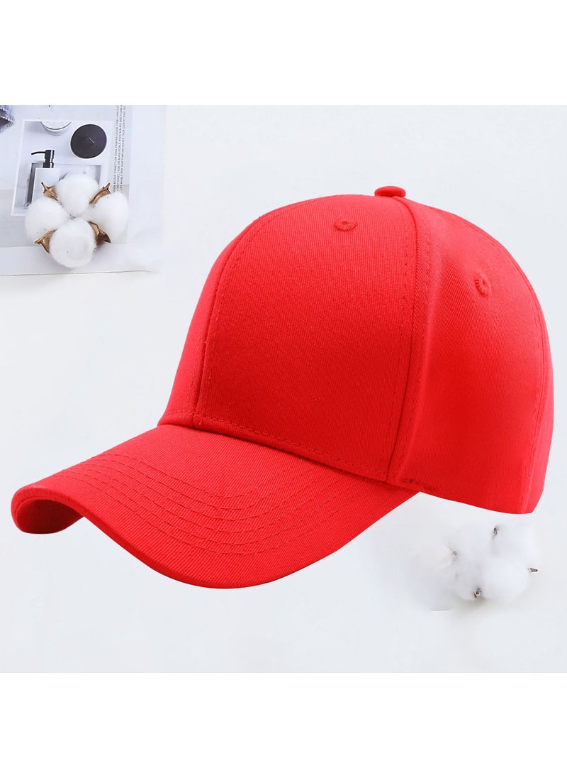 Generic Custom Logo Cotton Baseball Caps Summer Sun Protection Red 