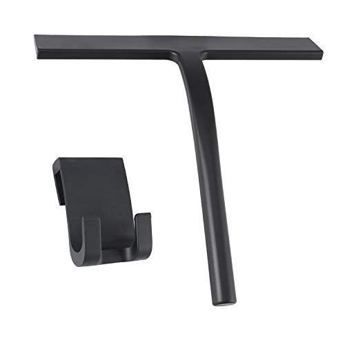 Anlynwooh Shower Squeegee,Matte Black 9-inch,Stainless Steel Core. Streak-Free Cleaning, No Squeak Noises,Silicone Rubber Squeegees for Shower Glass Door, Shower Cleaner,Glass Wiper - Image 1