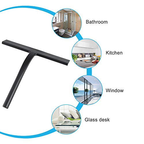 Anlynwooh Shower Squeegee,Matte Black 9-inch,Stainless Steel Core. Streak-Free Cleaning, No Squeak Noises,Silicone Rubber Squeegees for Shower Glass Door, Shower Cleaner,Glass Wiper - Image 5