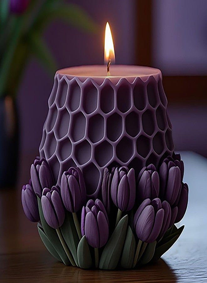 EVERELAM Honeycomb Turtle Rose Flower Tulip Succulent Cylinder Molds Silicone Wave Spiral Candle Mold - Silicone Resin Casting Molds for Candle & Resin & Soap Craft Supplies - Image 2