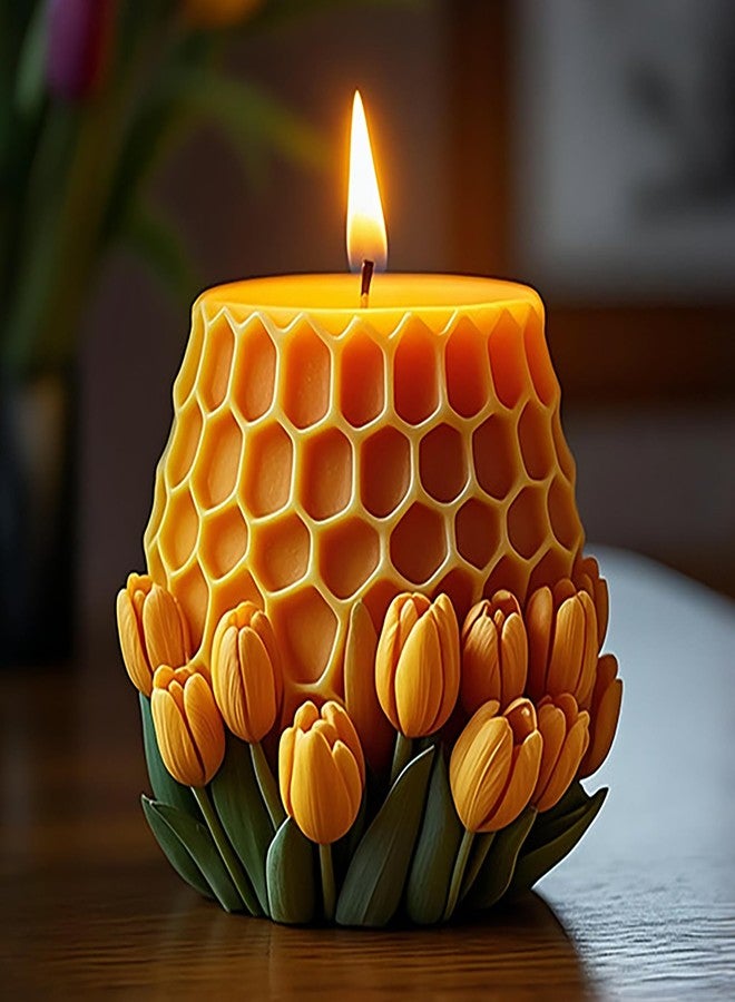 EVERELAM Honeycomb Turtle Rose Flower Tulip Succulent Cylinder Molds Silicone Wave Spiral Candle Mold - Silicone Resin Casting Molds for Candle & Resin & Soap Craft Supplies - Image 1
