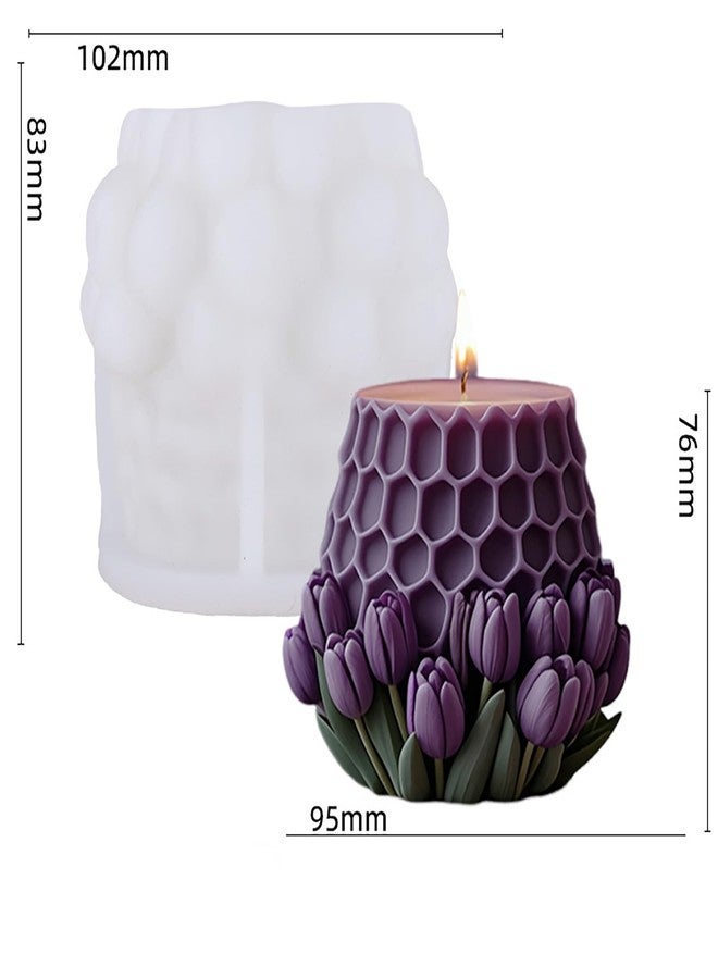 EVERELAM Honeycomb Turtle Rose Flower Tulip Succulent Cylinder Molds Silicone Wave Spiral Candle Mold - Silicone Resin Casting Molds for Candle & Resin & Soap Craft Supplies - Image 3