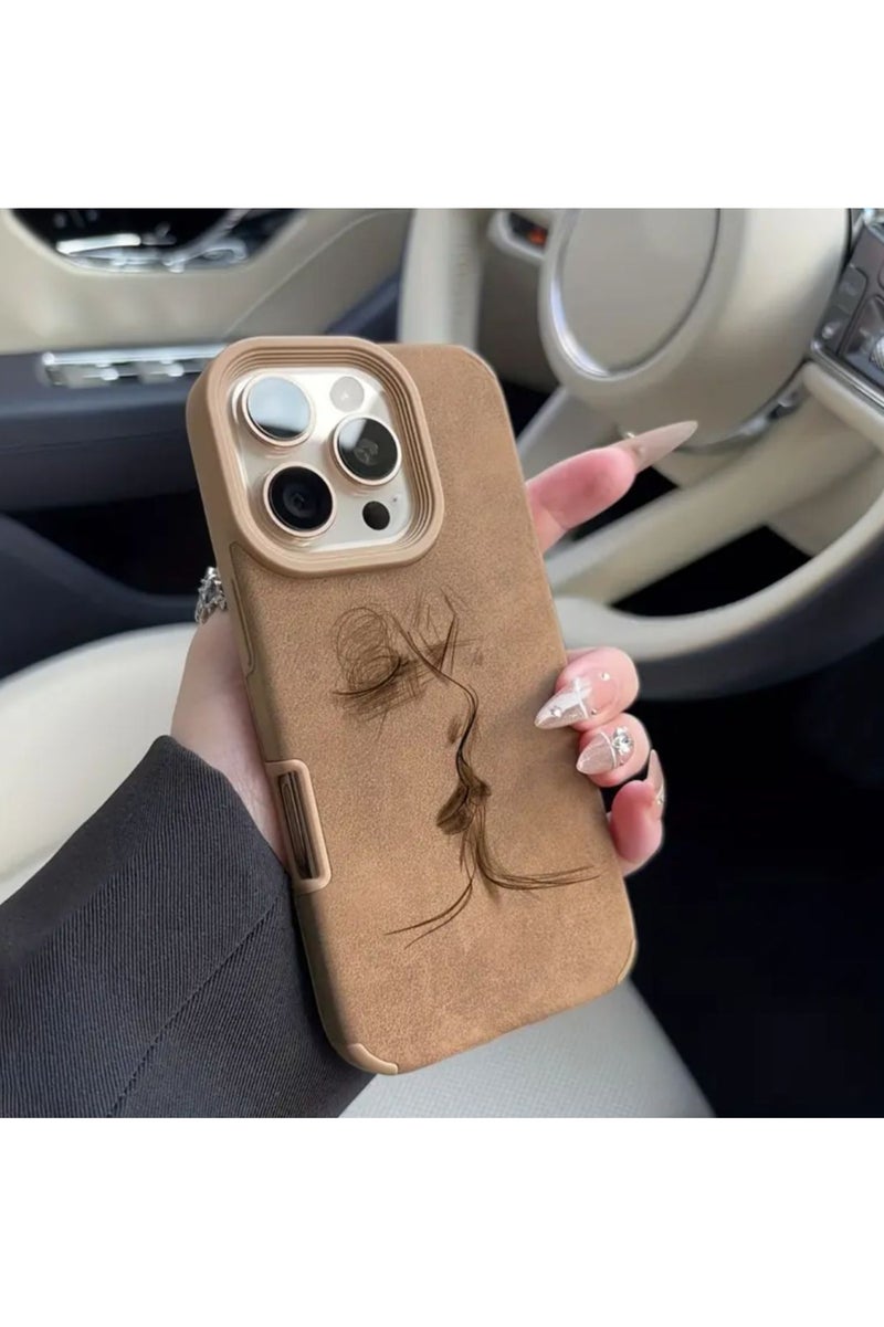 Iphone 15 Pro Max Cover, Lover Design System Suitable for iPhone 15 Pro Max, Light Brown Color. - Image 1