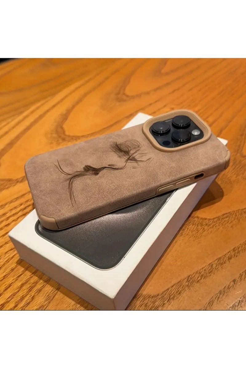 Iphone 15 Pro Max Cover, Lover Design System Suitable for iPhone 15 Pro Max, Light Brown Color. - Image 4