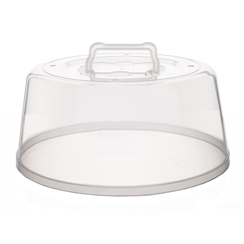 Large Microwave Cover for Food  Splatter Guard Lid  Cake Stand Cover  Size 115 In x 5 In Tall  Easy Grip Handle with Steam Vented Holes  BPA Free  Dishwasher Safe  Clear Plastic