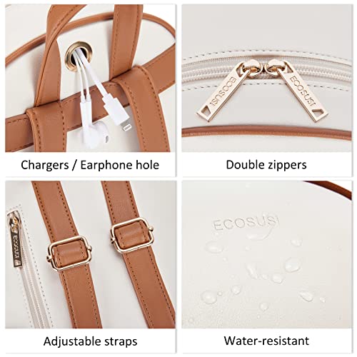 ECOSUSI Women Backpack Purse Water Resistant PU Leather Backpack Fashion Rucksack Ladies College Daypack with Tassel,2 Pcs - Image 5