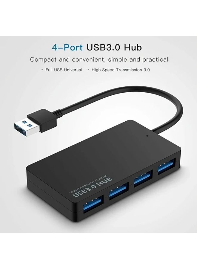 يوكيو كيو الأسود USB 3.0 محور 4 منفذ محول فاصل عالي السرعة لسطح المكتب الكمبيوتر المحمول - Image 1