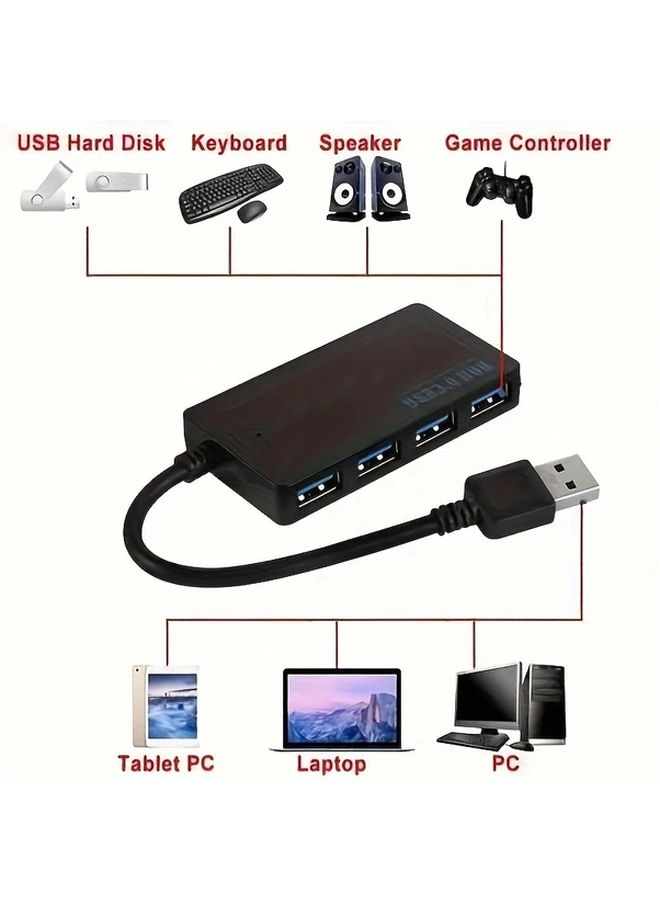 يوكيو كيو الأسود USB 3.0 محور 4 منفذ محول فاصل عالي السرعة لسطح المكتب الكمبيوتر المحمول - Image 5