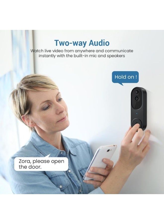 Sakina 1080p Wireless Video Doorbell Camera, AI Human Detection, Live View, Night Vision, Cloud Storage, 2.4G WiFi, Battery Powered, Indoor Outdoor Surveillance (Comes with Doorbell Receiver) - Image 5