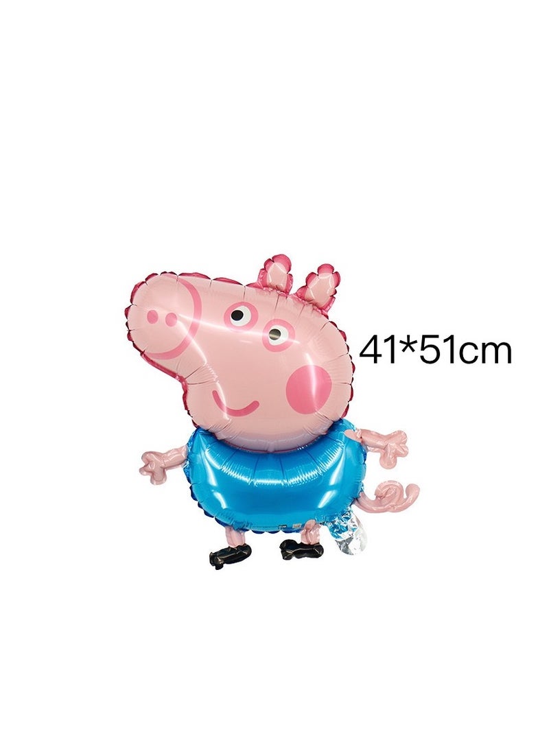 8pcs /set children’s birthday scene layout background wall decoration aluminum foil balloons cartoon shape character Pig George theme birthday party decoration aluminum foil balloon set - Image 2