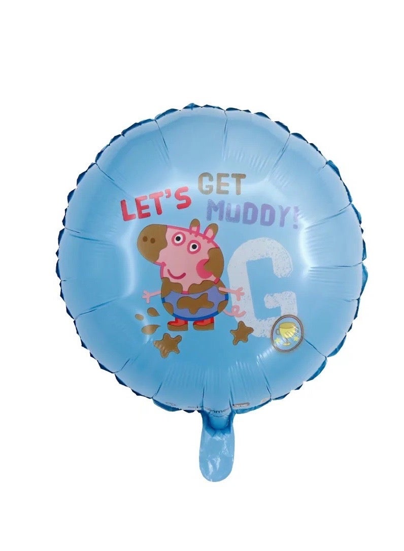 8pcs /set children’s birthday scene layout background wall decoration aluminum foil balloons cartoon shape character Pig George theme birthday party decoration aluminum foil balloon set - Image 3