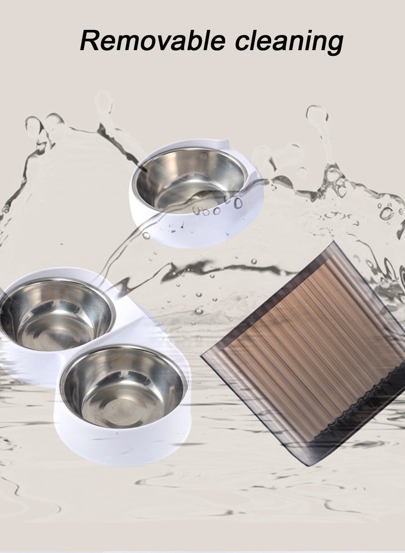 كيدل التلقائي موزع الحبوب الجافة الكلب ، مع اثنين من الفولاذ المقاوم للصدأ وعاء أغذية الحيوانات الأليفة موزع ذكي القط الطاعم ، مع التطبيق واي فاي - Image 3