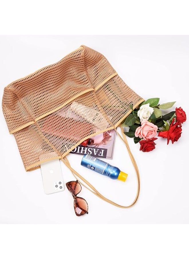 FunMay - Large Mesh Beach Tote Bag with Zipper & 4 Pockets – Waterproof, Foldable Nylon-Polyester Mesh, Compact for Travel & Shopping - Image 1