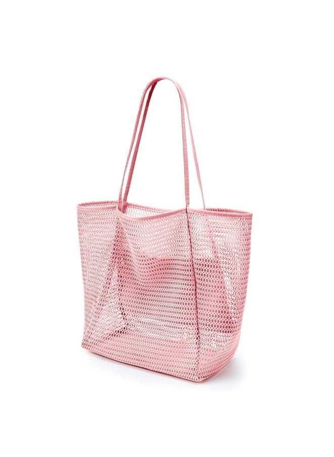 FunMay - Large Mesh Beach Tote Bag with Zipper & 4 Pockets – Waterproof, Foldable Nylon-Polyester Mesh, Compact for Travel & Shopping - Image 1