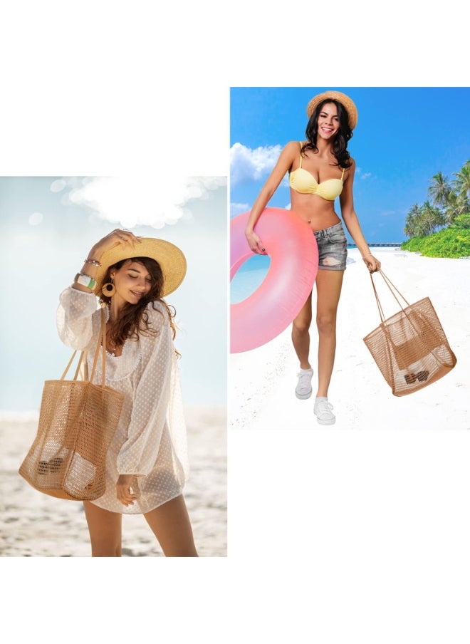 FunMay - Large Mesh Beach Tote Bag with Zipper & 4 Pockets – Waterproof, Foldable Nylon-Polyester Mesh, Compact for Travel & Shopping - Image 1