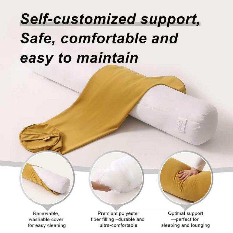 Ailuteie Body Pillow for Adults,Long Round Pillow,Big Cylindrical Pillow,Large Full Bolster Pillows for Side Sleepers (Honey Yellow, 47.24"*7.87") - Image 4