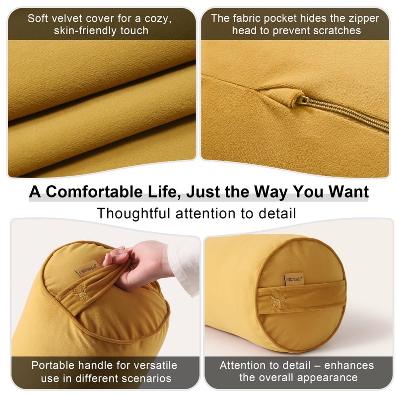 Ailuteie Body Pillow for Adults,Long Round Pillow,Big Cylindrical Pillow,Large Full Bolster Pillows for Side Sleepers (Honey Yellow, 47.24"*7.87") - Image 5