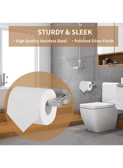 Generic Bathroom Toilet Paper Holder, Premium Stainless Steel Rustproof Wall Mounted Toilet Roll Holder Self Adhesive Command Strip Toilet Paper Roll Holder for Bathroom, Kitchen, Washroom, No Drilling (Silver)  - Image 3