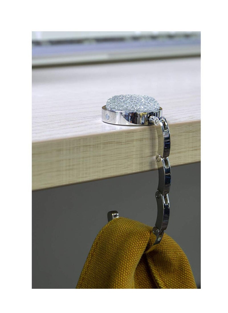 SYOSI Foldable Purse Hook, Floding Handbag Hanger Bling Rhinestone Bag Holder for Table Desk 3PCS Black White Red  - Image 3