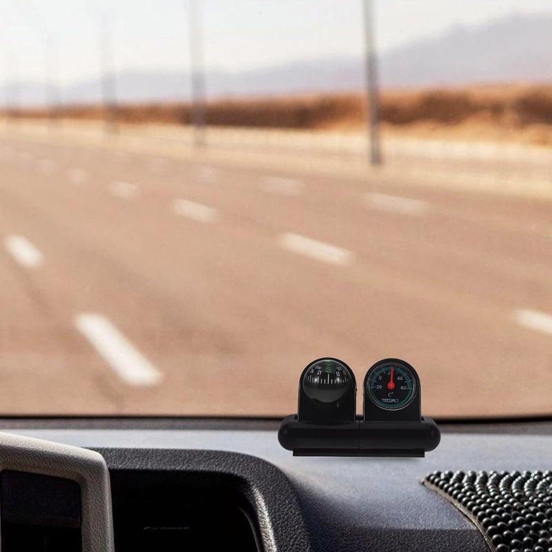 Dual Function Car Dashboard Compass Thermometer with Temperature Sensor for Vehicles Outdoor Use - Image 5