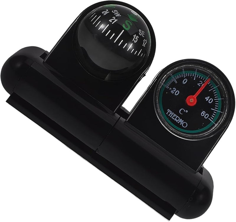 Dual Function Car Dashboard Compass Thermometer with Temperature Sensor for Vehicles Outdoor Use - Image 1