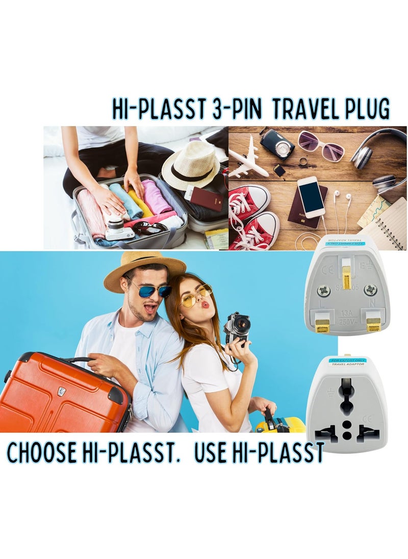 HI PLASST PINS N PLUGS HiPLASST 2pcs UKLondonGType Power Converter Universal Travel Adapter TypeG Plug Adapter for Indian Pins for England Dubai Hong Kong Ireland Wales Scotland Perfect for Laptop Camera  - Image 5
