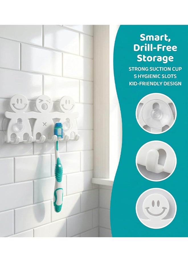 KANGLI Smile Face Designed Toothbrush Holder White 4.52*2.7in/11.5*6.8cm - Image 3