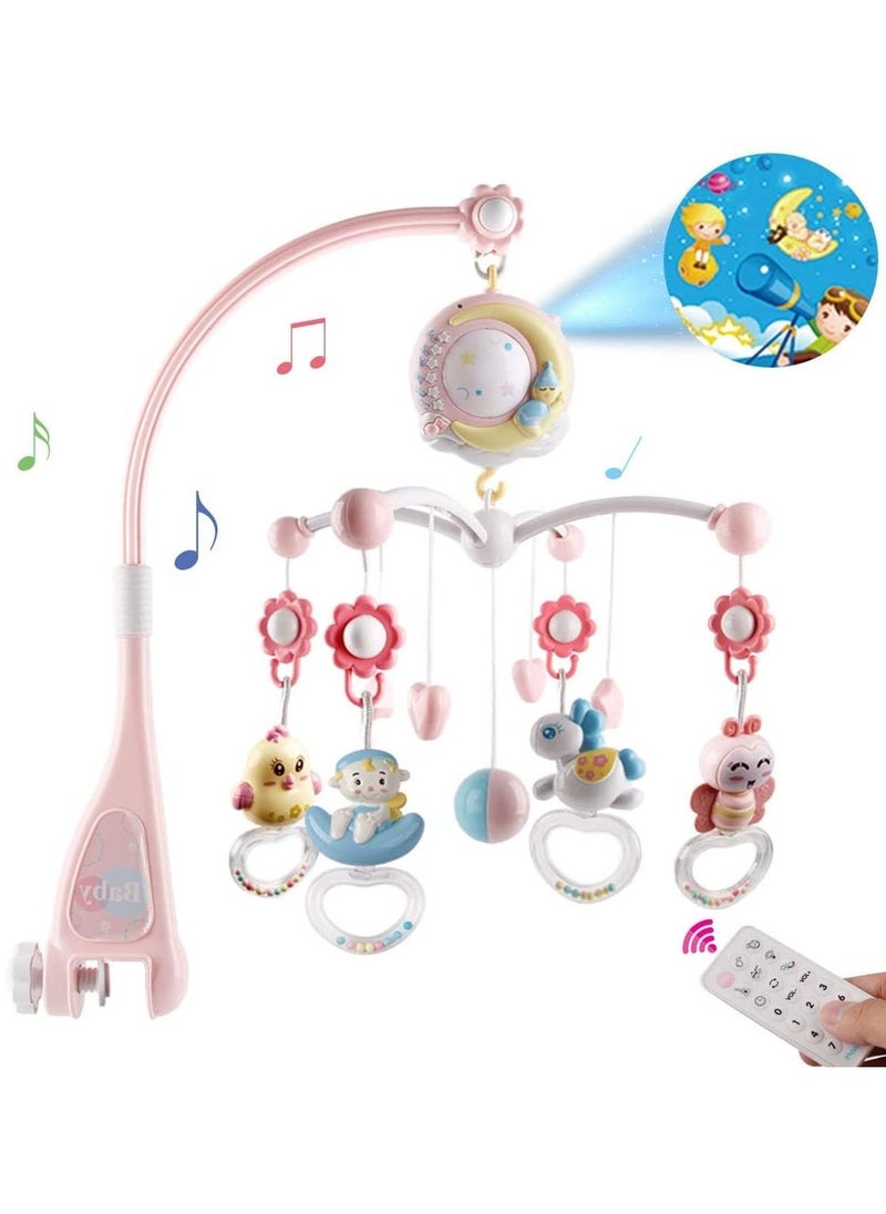 Mini Tudou - Baby Musical Crib Mobile with Projector and Night Light with Timing Function 360 Degrees Rotating Rattles Infants Crib Hanging Toys Take Along Mobile Music Box and Rattle Newborn Baby Gift - Image 1