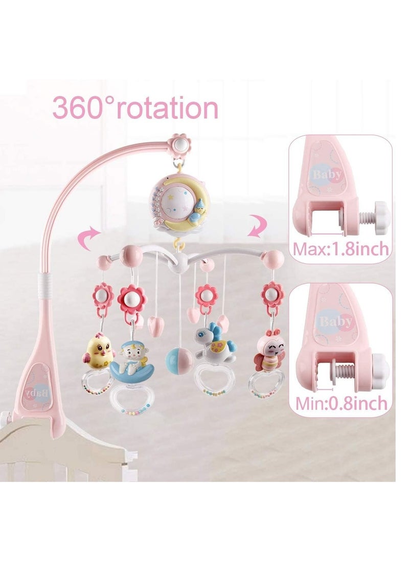 Mini Tudou - Baby Musical Crib Mobile with Projector and Night Light with Timing Function 360 Degrees Rotating Rattles Infants Crib Hanging Toys Take Along Mobile Music Box and Rattle Newborn Baby Gift - Image 1