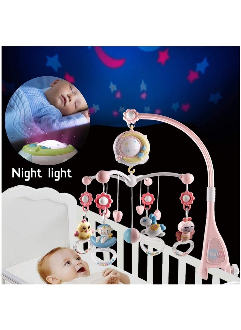 Mini Tudou - Baby Musical Crib Mobile with Projector and Night Light with Timing Function 360 Degrees Rotating Rattles Infants Crib Hanging Toys Take Along Mobile Music Box and Rattle Newborn Baby Gift - Image 1