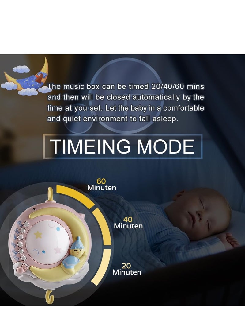 Mini Tudou Baby Musical Crib Mobile with Projector and Night Light with Timing Function 360 Degrees Rotating Rattles Infants Crib Hanging Toys Take Along Mobile Music Box and Rattle Newborn Baby Gift - Image 3