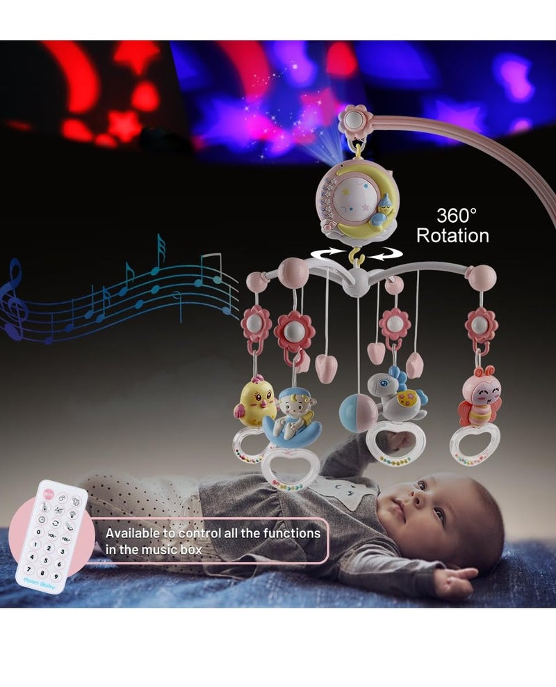 Mini Tudou Baby Musical Crib Mobile with Projector and Night Light with Timing Function 360 Degrees Rotating Rattles Infants Crib Hanging Toys Take Along Mobile Music Box and Rattle Newborn Baby Gift - Image 5