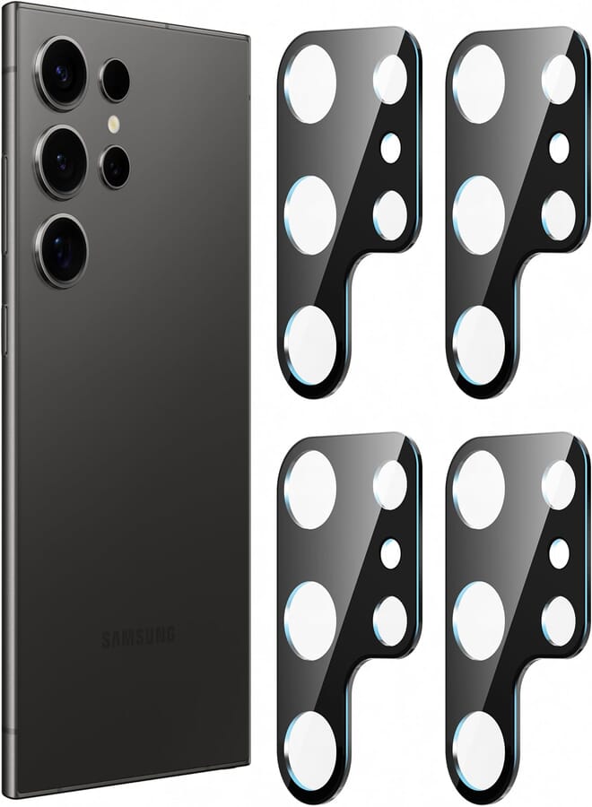 Diruite Pack of 4 Camera Protection for Samsung Galaxy S24 Ultra Camera Protector, Anti-Scratch HD Tempered Glass Camera Lens Protective Film for Samsung Galaxy S24 Ultra Camera Protection