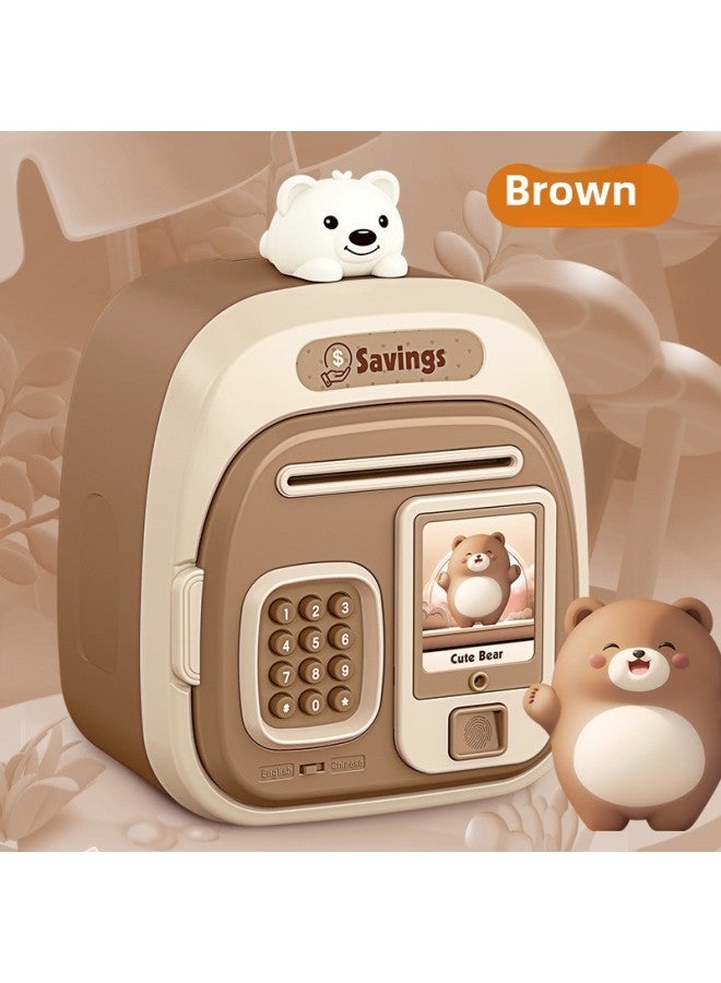 Children's Cartoon Piggy Bank Large Capacity Multi-function Dual-mode Unlocking Automatic Induction Roll Money Savings Toy-Color:Little Bear Piggy Bank [fingerprint Password] Color Boxed-Dimensions:Ordinary Battery Version [send Screwdriver]] - Image 1