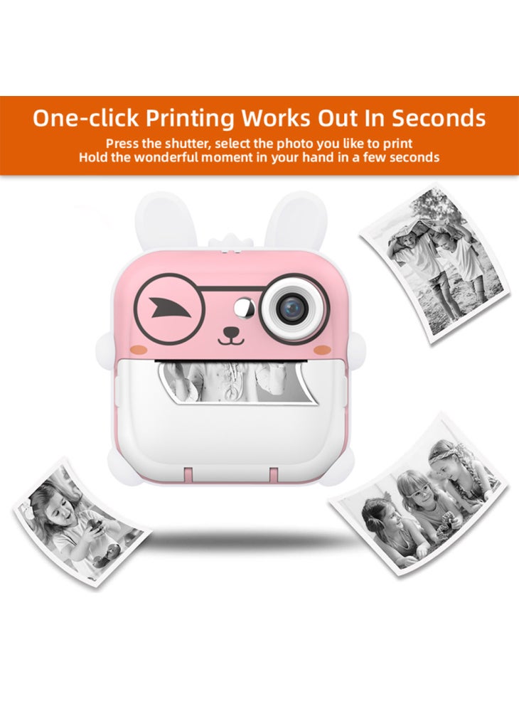 Generic Q5 Kids Toy Rabbit Shape 2.4-Inch Inkless Photo Printer Camera with 32G Memory Card+Card Reader - Pink - Image 5