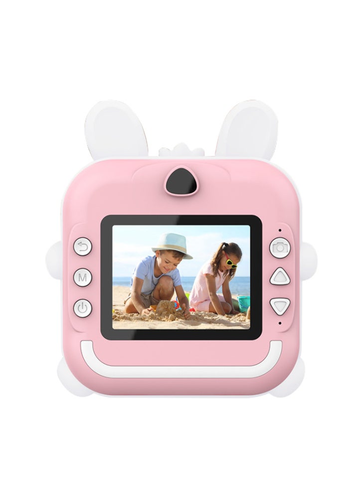 Generic Q5 Kids Toy Rabbit Shape 2.4-Inch Inkless Photo Printer Camera with 32G Memory Card+Card Reader - Pink - Image 2
