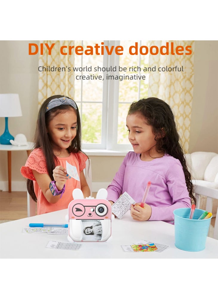 Generic Q5 Kids Toy Rabbit Shape 2.4-Inch Inkless Photo Printer Camera with 32G Memory Card+Card Reader - Pink - Image 4