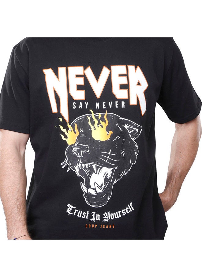 Coup - Coup Printed T-Shirt For Men - loose Fit Fit - Black - Multi Color - Image 1