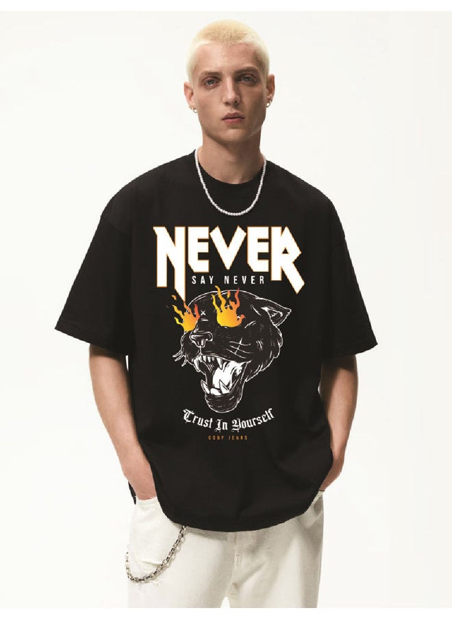 Coup - Coup Printed T-Shirt For Men - loose Fit Fit - Black - Multi Color - Image 1