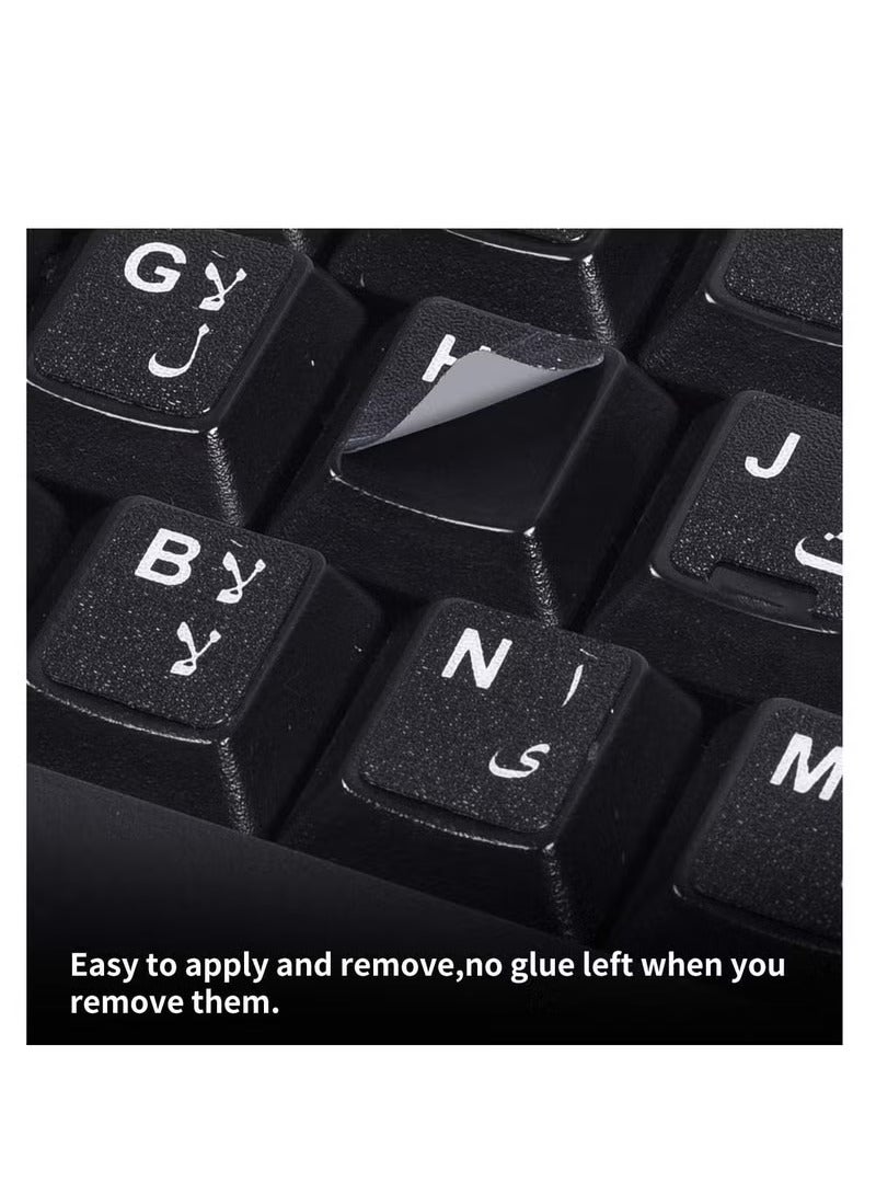 Captaintech 2PCS Pack Arabic Keyboard Replacement Stickers - Black Background With White Letters for Computer, Laptop, Notebook, Arabic Keyboard Sticker ﻿ - Image 3