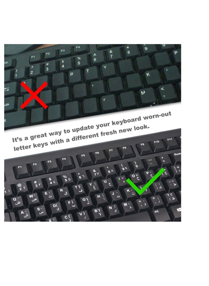 Captaintech 2PCS Pack Arabic Keyboard Replacement Stickers - Black Background With White Letters for Computer, Laptop, Notebook, Arabic Keyboard Sticker ﻿ - Image 5