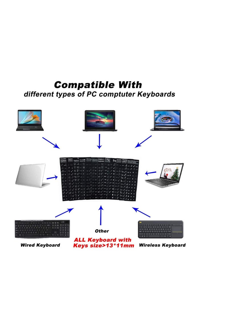 Captaintech 2PCS Pack Arabic Keyboard Replacement Stickers - Black Background With White Letters for Computer, Laptop, Notebook, Arabic Keyboard Sticker ﻿ - Image 2