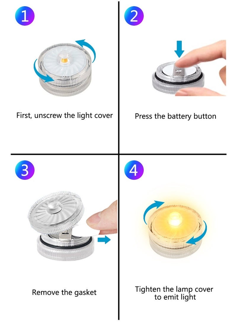 Happiness Light Mini diving LED lights, 12 pack, white light, constant light mode, environmental decoration lights, fish tank decoration, home decoration, holiday atmosphere decoration, IP68 waterproof rating (12 lights) - Image 4